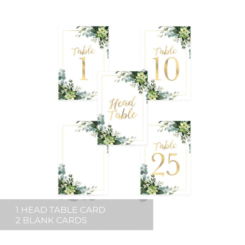 Canopy Street Lush Greenery Wedding Table Numbers / 28 Elegant Wedding Reception Table Number Cards / 4" x 6" Flat Faux Gold Anniversary Event Table Organization/Made In The USA - Image 4